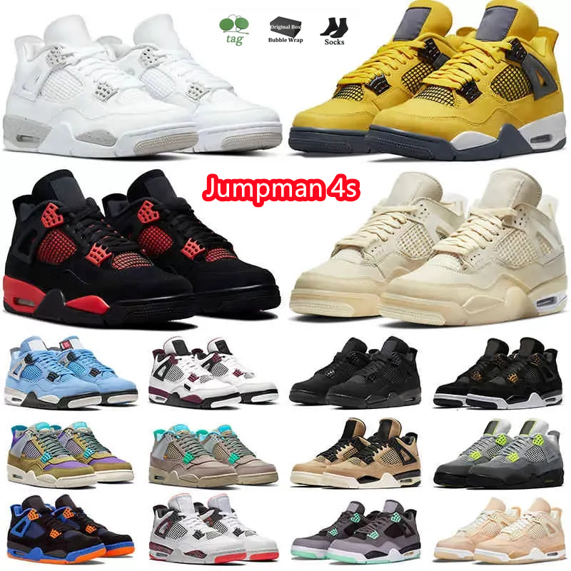 Jumpman 4s Military Black Basketball Chaussures Hommes Femmes Sail 4 Infrared University Blue Black Cat Fire Red Royalty Neon Dark Moka Pine Gree