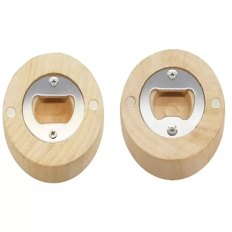 Can customize Engraving Blank DIY Wood Round Bottle Opener Coaster Fridge refrigerator Magnet Decoration FY3882 0424