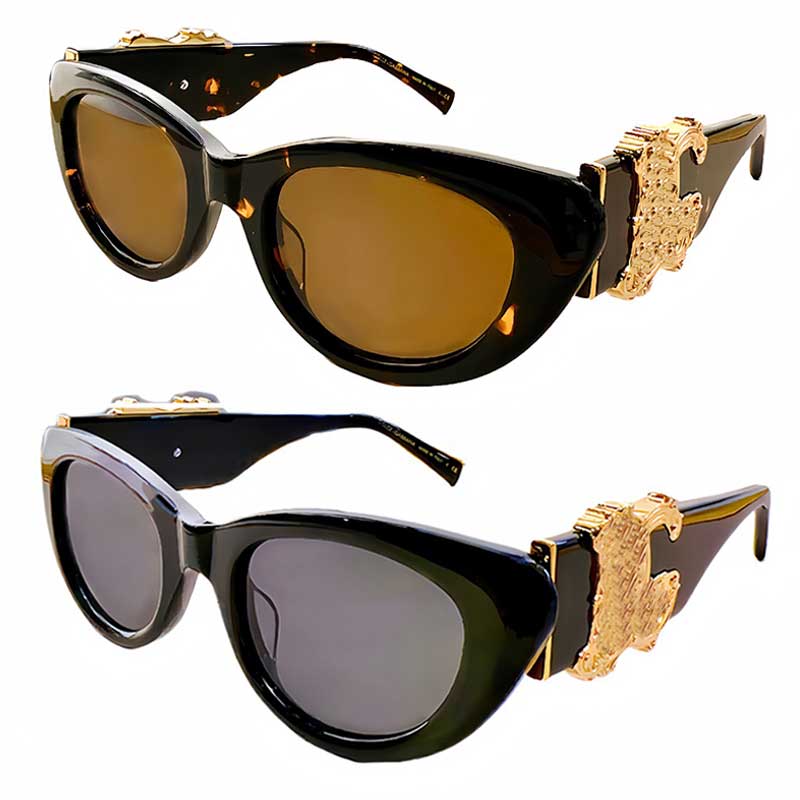 Cat Eye Sunglasses Ladies Designers Acetate Fiber CatEye Frame Mirror Legs with Metal Logo Fashion Brand Womens Sunglasses UV Resistant Glasses 5001