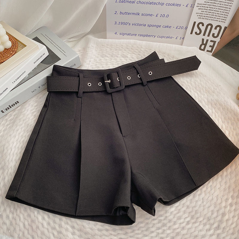 Women's Shorts Ashgaily High Waist Shorts Women Streetwear Shorts With Belt All-Match Wide Leg Bottoms Female 230424