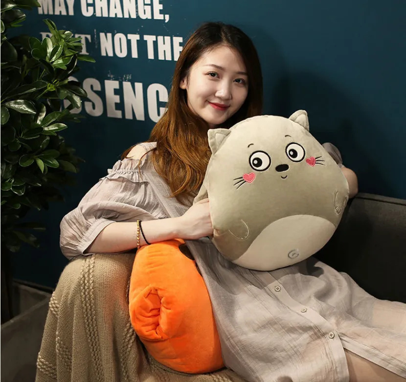 Blankets 3 In1 Stuffed Hand Warmer Bag Cartoon Animal Pillow Blanket Cute Cushion Home Car Travel for Children Girl Gift 231124