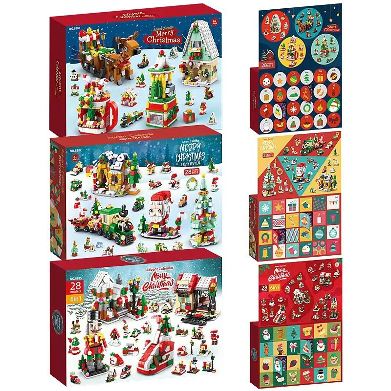 Christmas Decorations Kids Advent Calendar Building Blocks Gifts 24 Days Surprise Box Xmas Countdown Girl Boys Blind Toys 231124