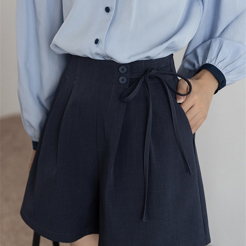 Women's Shorts MISHOW Office Lady Shorts Women Autumn Korean Loose Bandage High Waist Wide Leg Pants Solid Bandage Casual Trousers MXB32K0473 230