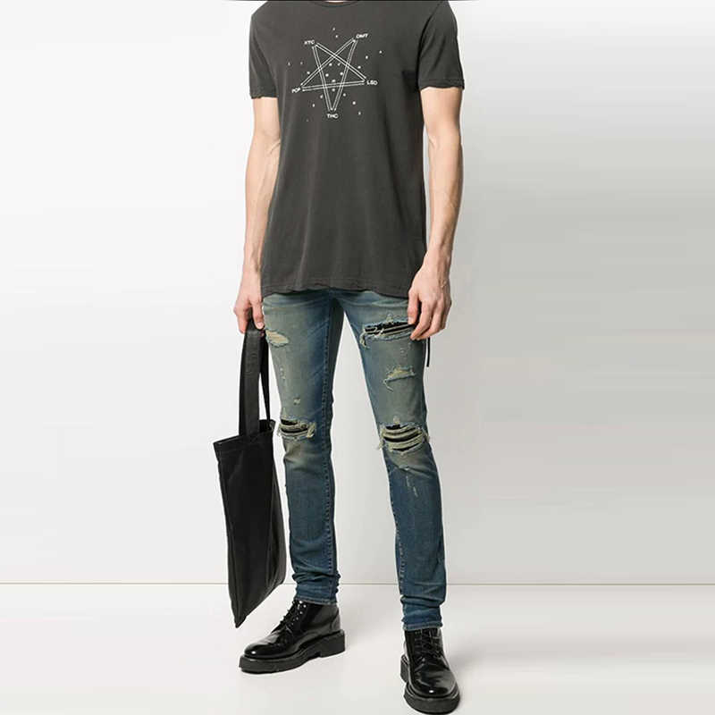 Designer Clothing Luxury Casual Fashion Denim Pants Amiiri Classic Indigo Blue Split Leather Mx1 Damaged Slim Fit Small Feet Fashion Slp Men's Jeans
Designer Clothing Luxury Casual Fashion Denim Pants Amiiri Classic Indigo Blue Split Leather Mx1 Damaged Slim Fit Small Feet Fashion Slp Men's Jeans