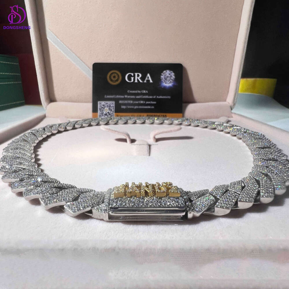 High quality 925 sterling silver Fashion jewelry Necklace 13mm 14mm 15mm Hip Hop Iced Out VVS Moissanite Cuban Link Chain
