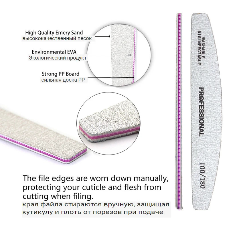 Nail Files 510 PcsLot Professional Nail Files For Manicure 80 100 180 Grey Boat Nail Polish File Emery Board Strong Sandpaper Nails File 231123