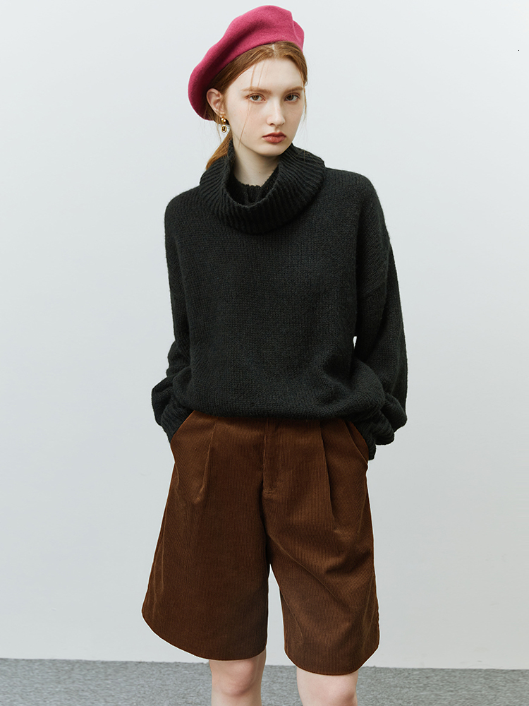 Women's Shorts FSLE Corduroy Capris Autumn Winter Retro High Waist Casual Pants Straight Shorts Solid Women 100% Cotton Casual Brown Shorts 23042