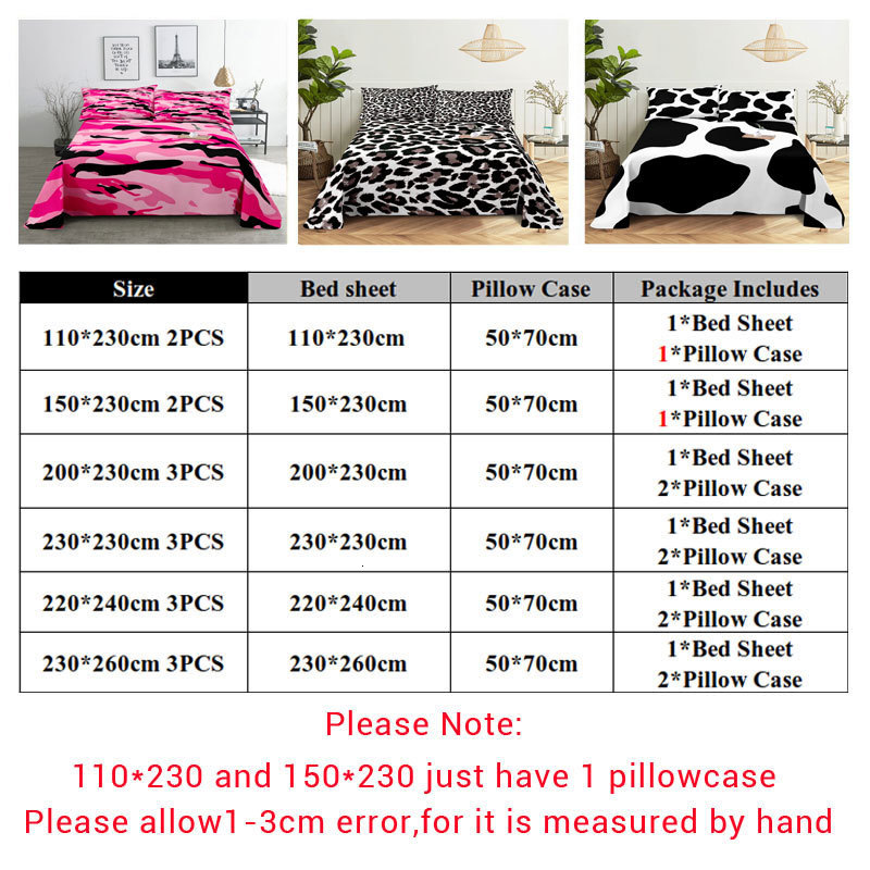 Bedding sets Camouflage Bed Sheet Set Linens Pillow Cases Queen King Double Size 220x240 Leopard for Bedroom Soft Twin Full Single 230424