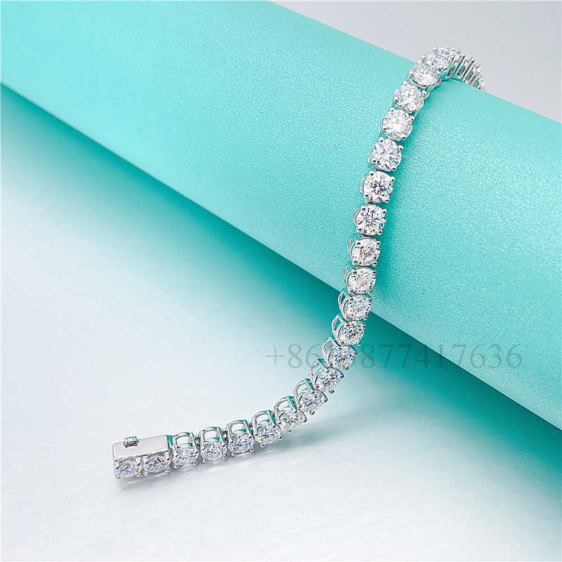 necklace moissanite chain Women Men 18k White Gold 4mm d Color Flawless Diamond Paved Tennis Bracelet Gold