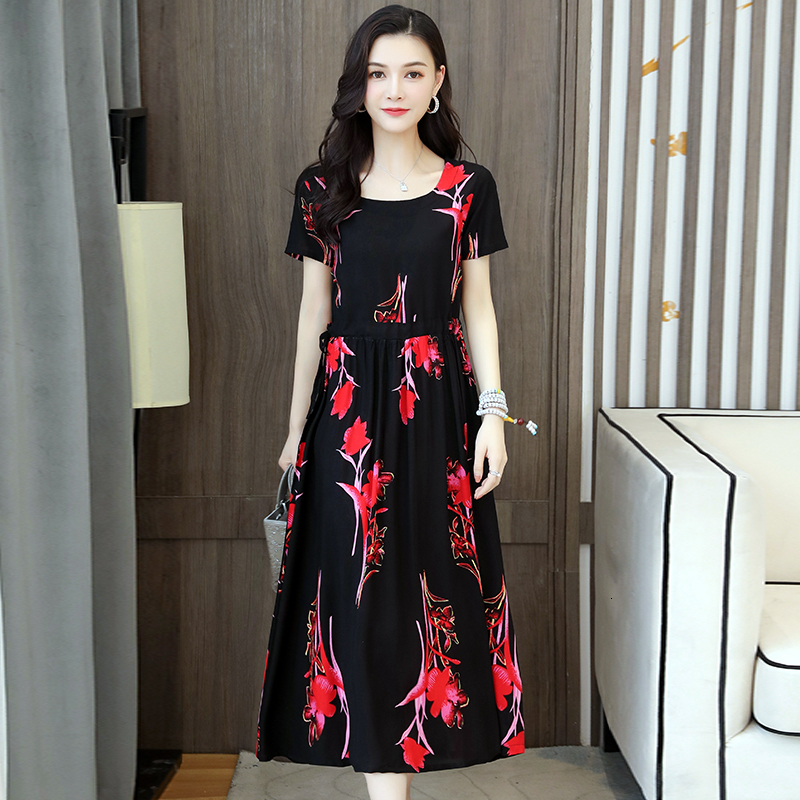 Casual Dresses Printed Oversize Long Dress Women short Sleeve Dresses Female Summer Casual Lady Vestidos 230425