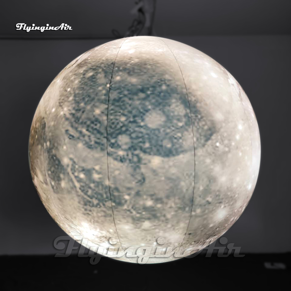 Amazing Large Hanging Inflatable Pluto Balloon Solar System Planet Ball Big Sphere With LED Light For Venue Ceiling Decoration