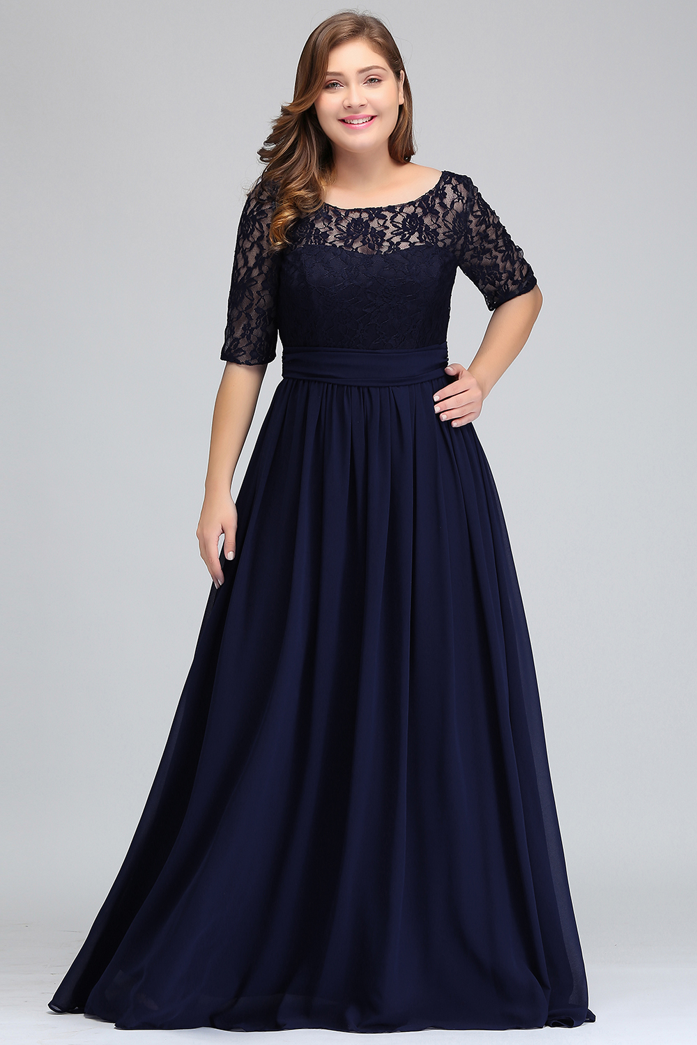 Blue Plus Size Bridesmaid Dresses Long V-back Sleeveless Prom Robe de soiree A-line Birthday Gift Women CPS 526