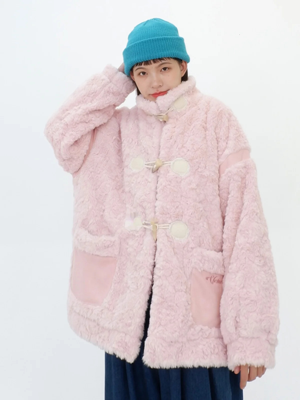 Women's Down Parkas Soft Glutinous Cow Horn Button Lamb Wool Cotton Coat for 2023 Winter Loose bf Lazy Style Thickened Jackets 231124