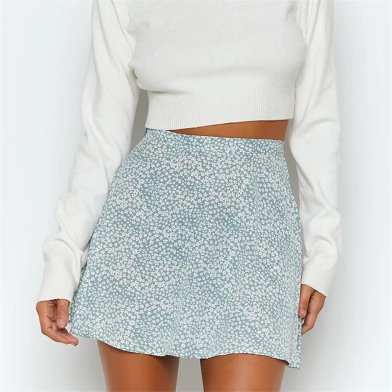 Skirts Sexy Ladies Floral Printed Ruffled Mini Summer Women Large Hemline Washable High Waist Aline 230424