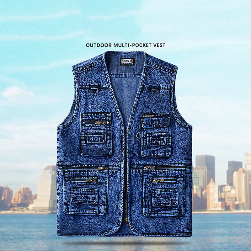 Men's Vests Men's denim vest summer and autumn denim sleeveless men's vest men's denim jacket men's denim vest 230425