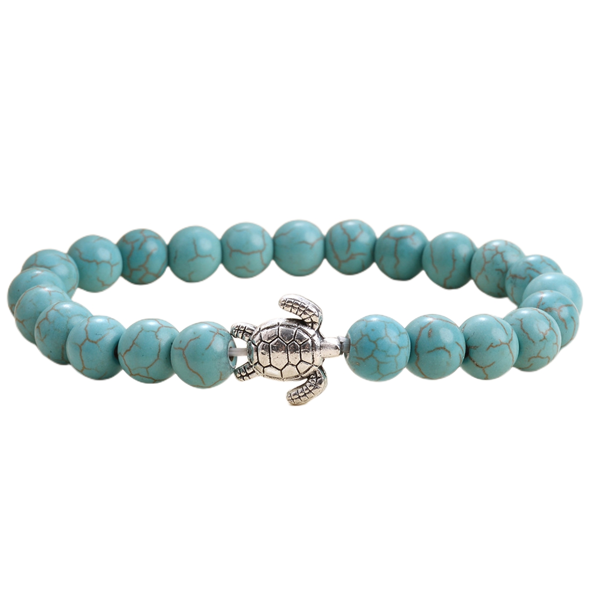 Turtle Shape Alloy Model With Gemstone Beads Bracelet Healing Natural Crystal Stone Beads Bracelet for Men and Women