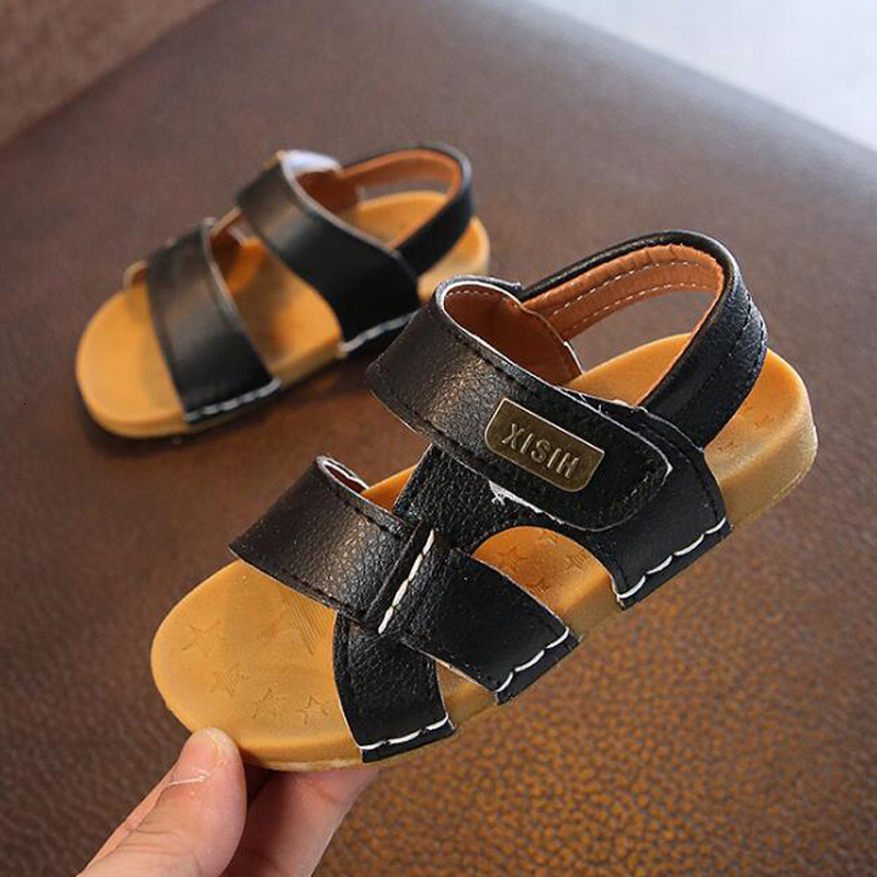 Sandals Summer Children Sandals Boys Shoes for Kids Toddler Soft Anti-slip Beach Sandals Baby Girls PU Leather Casual Flat Sandals 230425