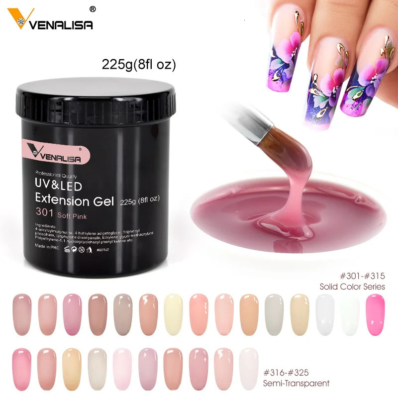 Nail Gel Self Leveling 8 oz 225 g Extension French Nails 25 Colors Soak Off UV LED Varnishes Camouflage Nail Gel Tips Topcoat 231124