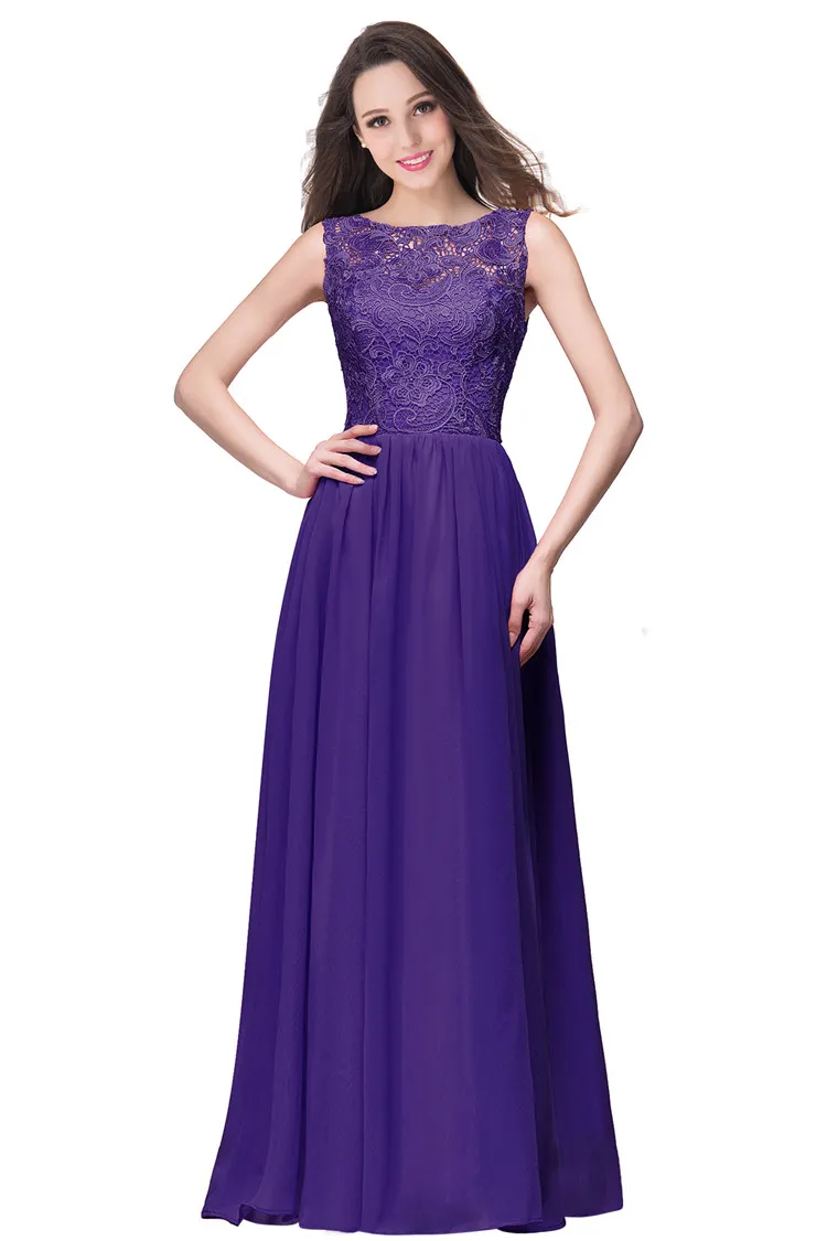 Elegant Lace Bridesmaid Dresses Jewel Sleeveless Plus Size Sheer Back Zipper Chiffon Cheap Formal Maid of Honor Gown CPS463