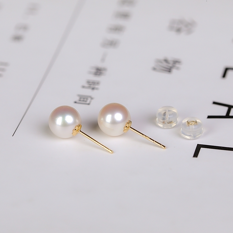 Stud YUNLI Real 18K Gold Natural Freshwater Pearl Stud Earrings Pure AU750 Gold Earring Pins for Women Fine Jewelry Gift EA015 230425