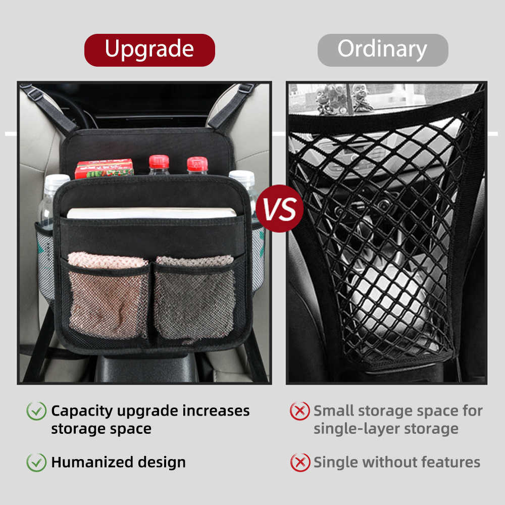Car Net Pocket Handbag Holder Between Seats Back Storage Organizer Purse Holder for Console Front Seat Storage Barrier