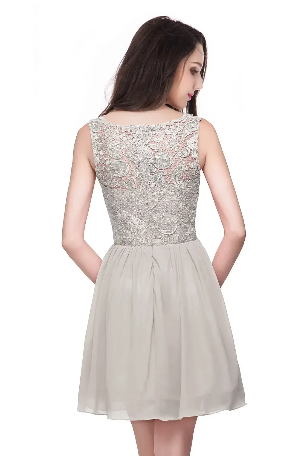 Cute Lilac Chiffon Homecoming Dresses A e Sheer Jewel Neck Zipper Back Appliqued Short Party tail Gowns Mini Prom Evening Dress CPS164