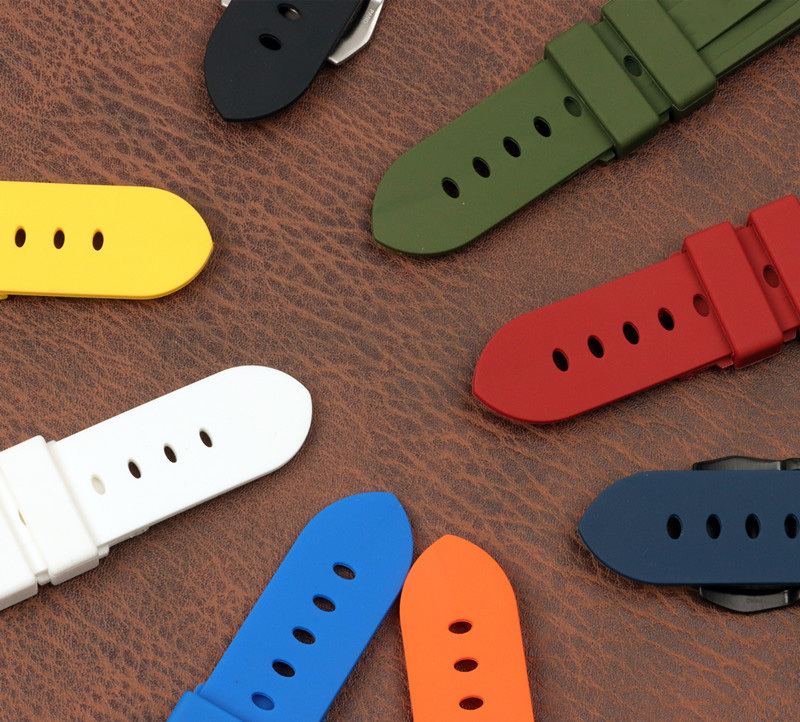 Watch Bands 22mm 24mm 26mm Black Blue Red Orange army green yellow watch band Silicone Rubber Watchband replace For Panerai Strap buckle 230425