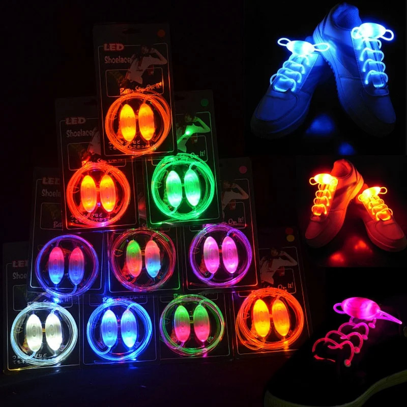 Shoe Parts Accessories LED Laces Luminous Shoelaces Batteries Glow Strings Round Flash Light No Tie Lazy Party Decor 231124