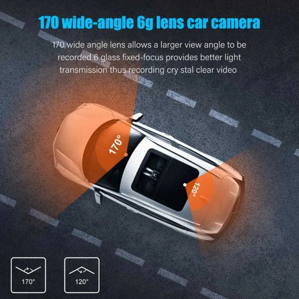 V1 4 Inch IPS Touch Screen Cam 1080P Car DVR Dual Lens Dash Dashcam Wide Angle Video Recorder Rear Camera Night Vision