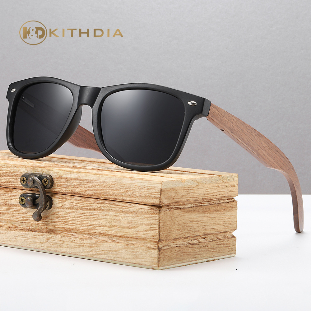 Sunglasses BARCUR Black Walnut Sunglasses Wood Polarized Sunglasses Men Glasses Men UV400 Protection Eyewear Wooden Original Box 230411