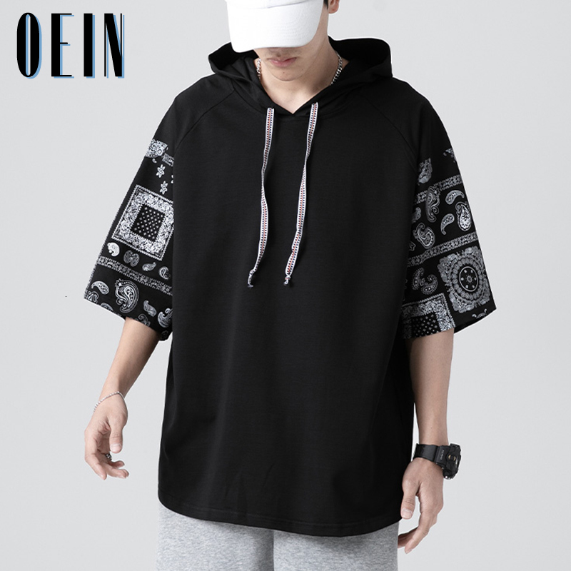 Men's T-Shirts Fashion Summer Hooded T-shirt Men's Harajuku Men's Super Large Paisley T-shirt Casual Cotton T-shirt Street Clothing Top