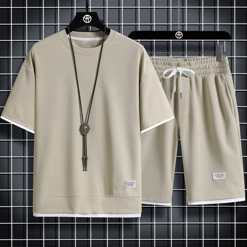 Mens tracksuit designer track suit Summer Men's Two Piece Set Linen Fabric Casual T-Shirt And Shorts Set Mens Sports Suit Fashion Short Sleeve Tr