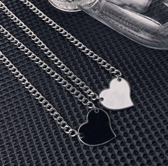 Black White Triangle Letter Necklaces Designer Luxury Brand Statement Jewelry Titanium Steel Pendant Necklace Chain Men Women Unisex Gift