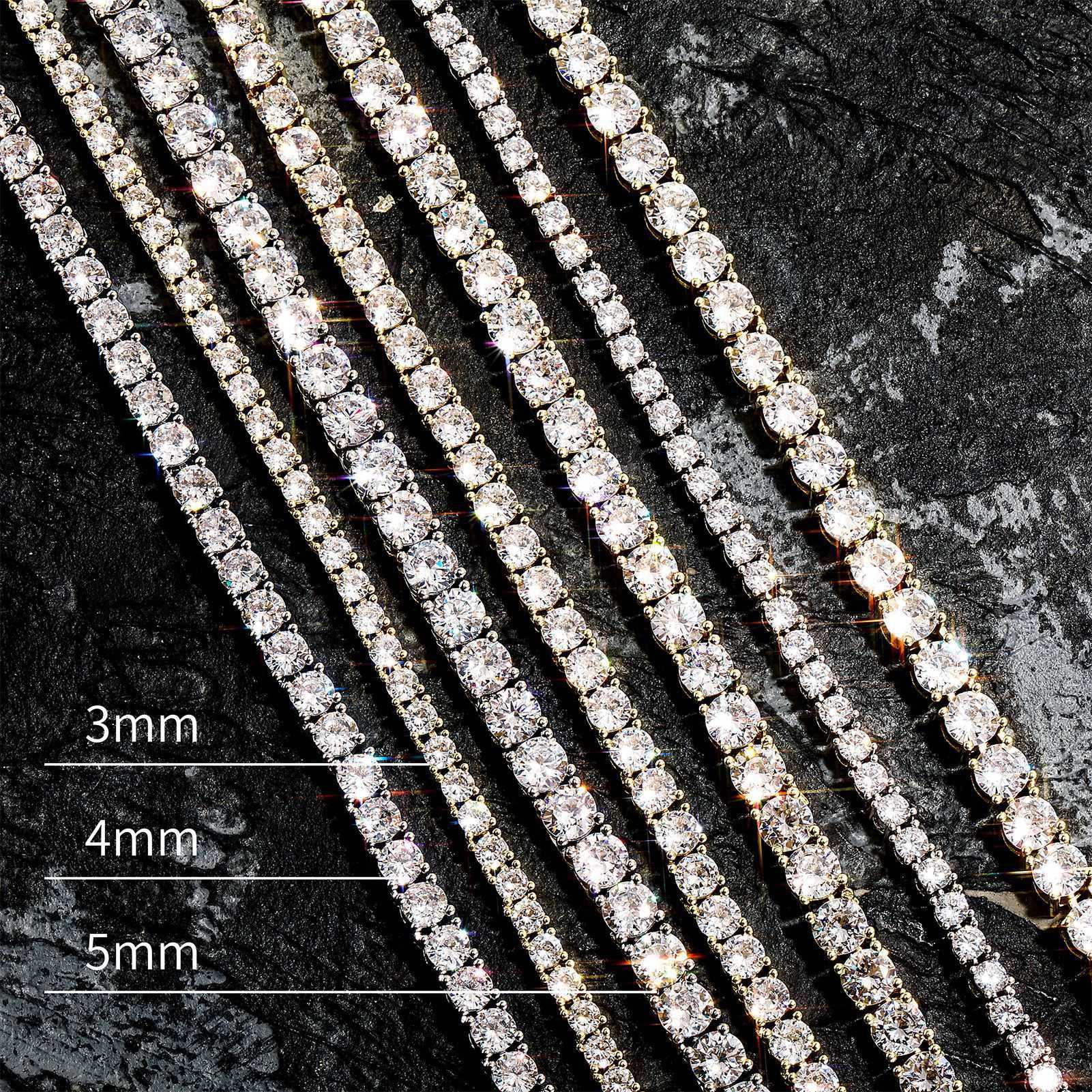 4mm 14-30 Inch Hip Hop Tennis Chain Necklaces Full Diamond Long And Choker Necklace Prong Cubic Zircon Iced Out Cz Stone Crystal Fashion Jewelry For M
