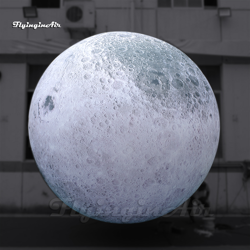 Fantastic Large Hanging Illuminated Inflatable Moon Planet Ball Printed Sphere Balloon LED Supermoon For Party Decoration