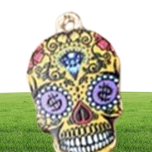 100 PCSLot Skull Charms Skeleton Pendants Diy Jewelry Accessories In Gold Metal 7 different colors
