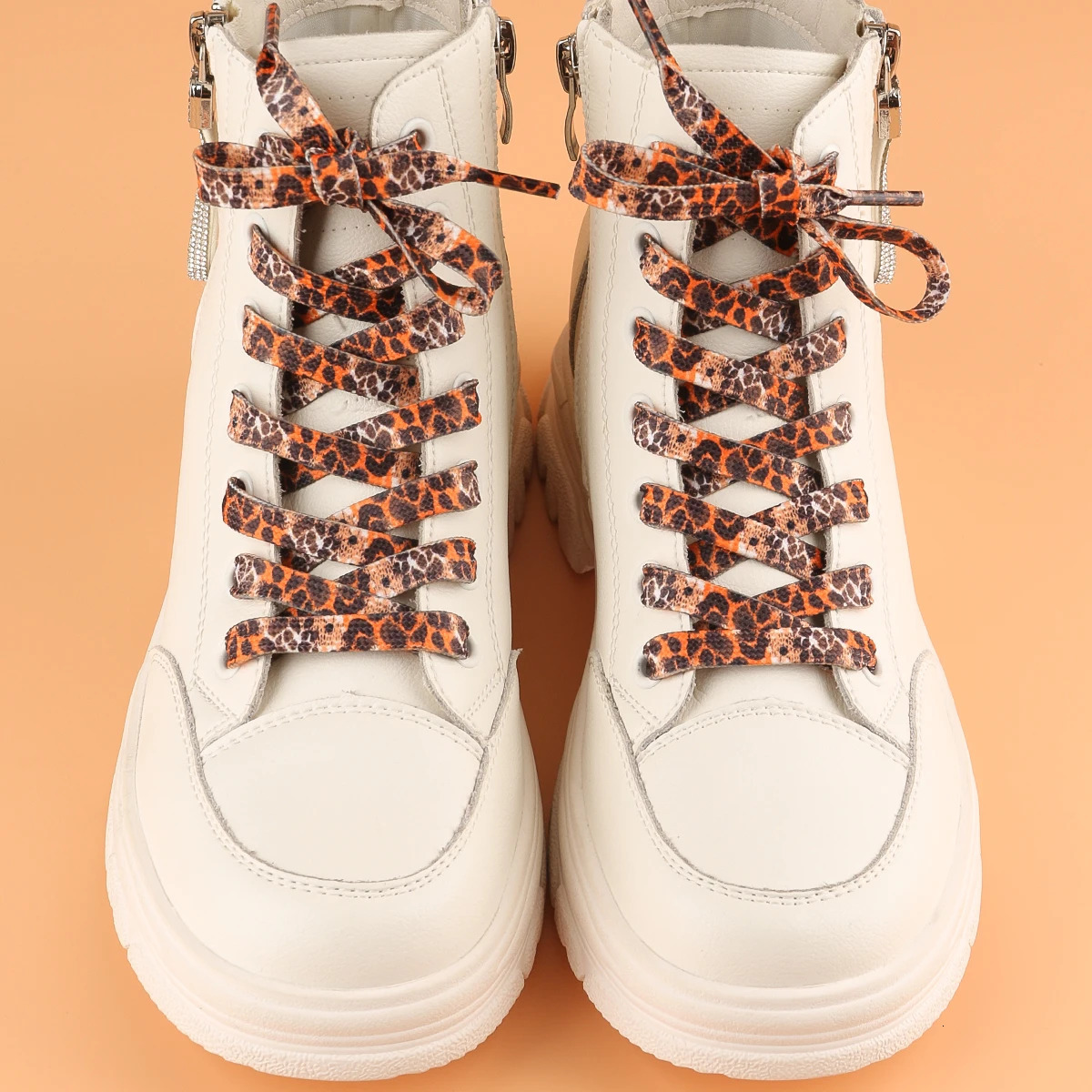 Shoe Parts Accessories 1 Pair est Classic Leopard Print Shoelaces Women Girl Men Flat Laces Applicable to all kinds of shoes for Outdoor Activities 23