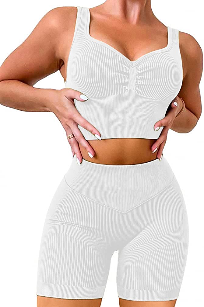 Womens Yoga Workout Sets 2 Piece - Seamless Ribbed Acid Wash Outfits Shorts and Sports Bra Matching Gym Clothing Set, Black
Womens Yoga Workout Sets 2 Piece - Seamless Ribbed Acid Wash Outfits Shorts and Sports Bra Matching Gym Clothing Set, Black