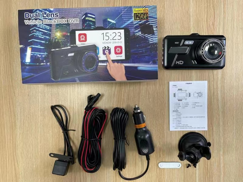 BT200 4 Inch IPS Touch Screen Cam 1080P Car DVR Dual Lens Dash Dashcam Wide Angle Video Recorder Rear Camera Night Vision