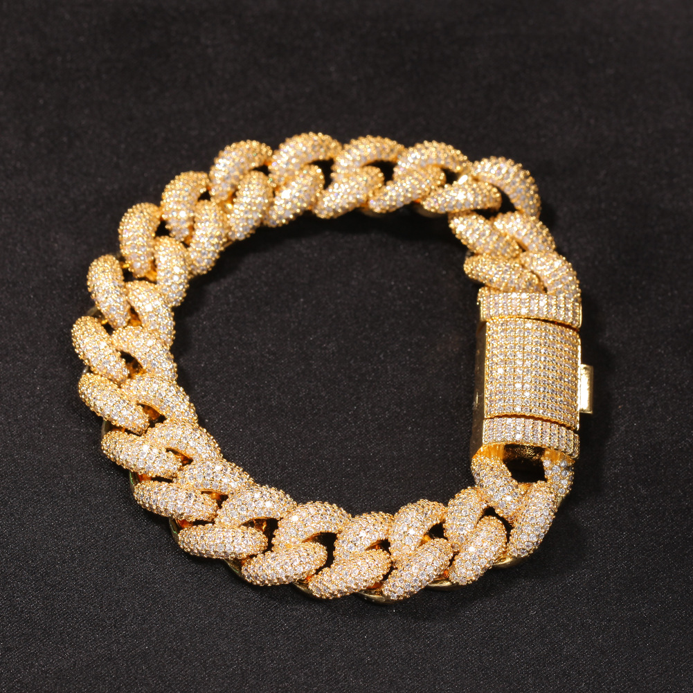 Hip Hop Bracelet Jewelry Iced Out Chain Gold Silver Miami Cuban Link Chains Bracelets for Gift