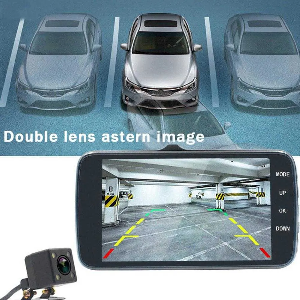 V1 4 Inch IPS Touch Screen Cam 1080P Car DVR Dual Lens Dash Dashcam Wide Angle Video Recorder Rear Camera Night Vision