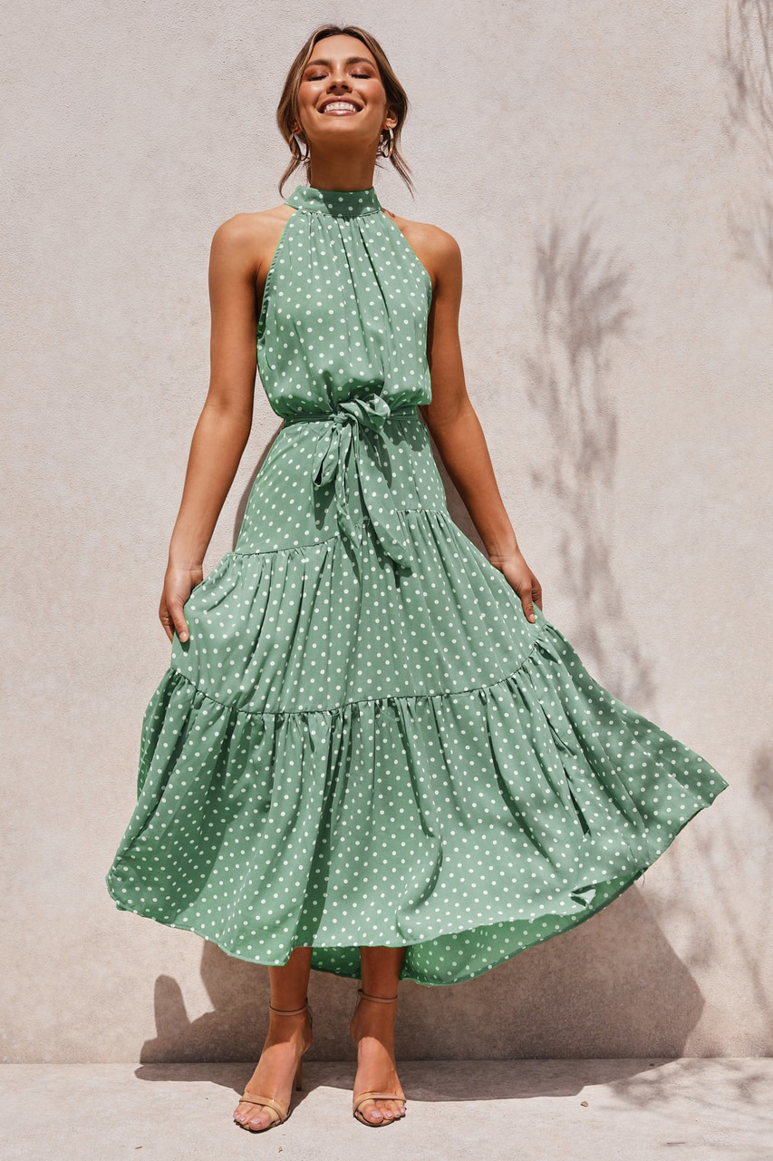 Casual Dresses Summer Long Dress Polka Dot Casual Dresses Black Sexy Halter Strapless