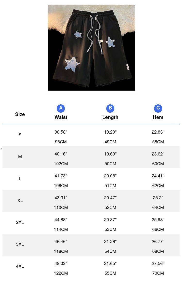 Men's Shorts Summer Star Male and Female Couple Embroidered Shorts Same Y2K Retro Harajuku Style Straight Tube Loose Fit Sports Casual Shorts 230