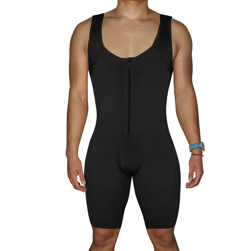 Waist Tummy Shaper Men's Shapewear Bodysuit Tummy Control Compression Slimming Full Body Shaper Workout Abs Abdomen Underwear Plus Size Open Crot
