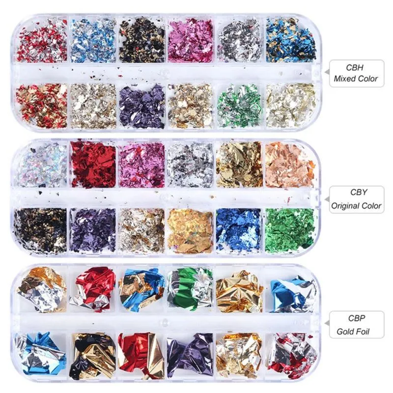 Gold Silver Red Nail Art Foil Paper Irregular Aluminum Nails Sticker Manicures Glitter Gel Polish Fingernail Decoration Decoracion De Unas De Gel Con 