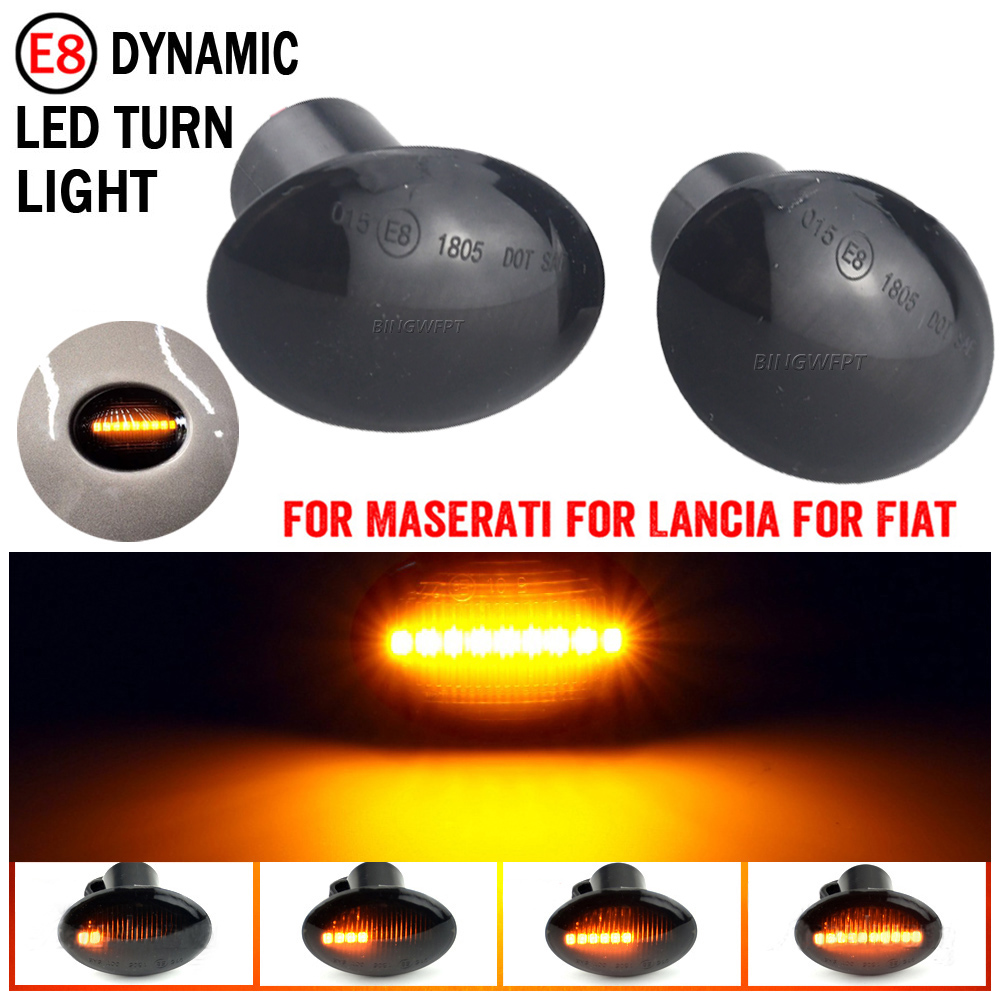 2pcs LED dynamic side marker light turn signal lamp for FIAT 4S 63 3P NUOVA 500 ABARTH For Ford KA DESDE Lancia YPSILON Maserati
