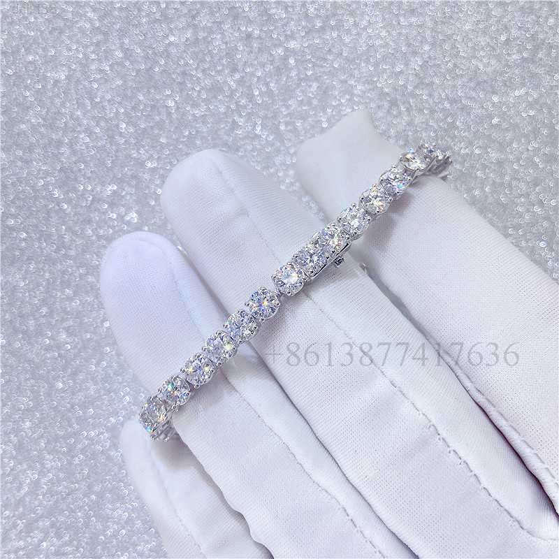 necklace moissanite chain Women Men 18k White Gold 4mm d Color Flawless Diamond Paved Tennis Bracelet Gold