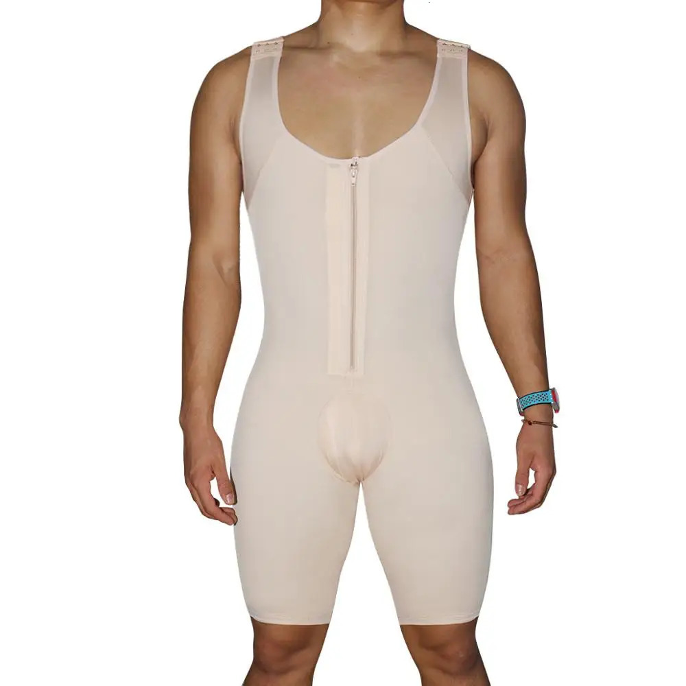 Waist Tummy Shaper Men's Shapewear Bodysuit Tummy Control Compression Slimming Full Body Shaper Workout Abs Abdomen Underwear Plus Size Open Crot