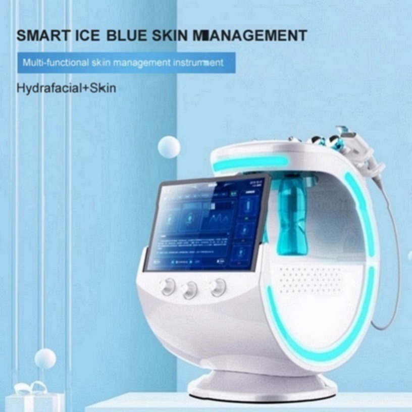 Multi-Functional Beauty Equipment Ice Blue 7in1 H2O2 Facial Cleaning Device with Bio Face Lifting Skin Rejuvenation Whitening Beauty Equipment Tool