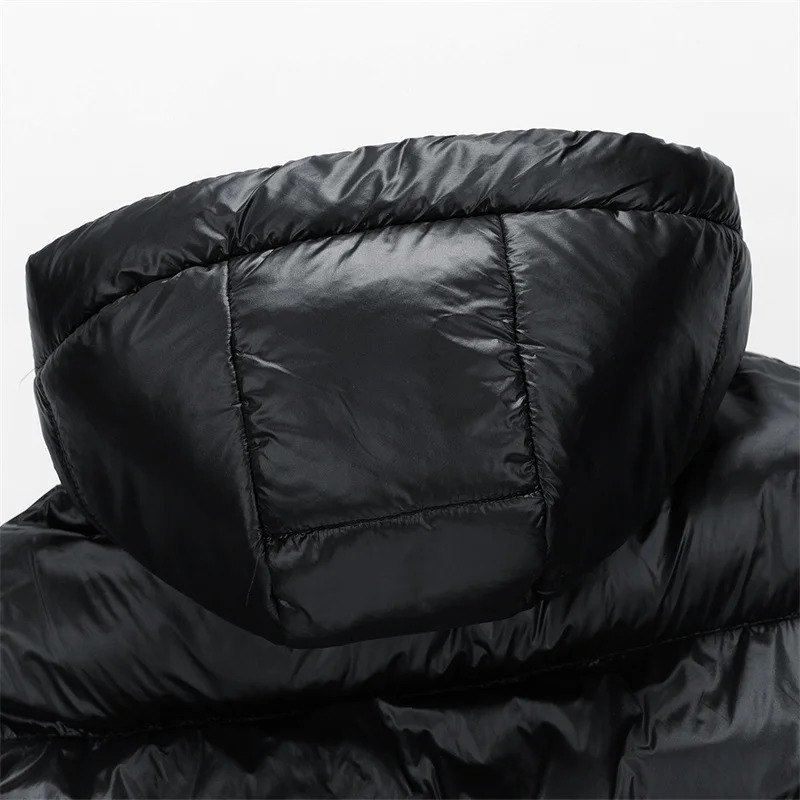 Men's Down Parkas 2023 Bright Leather Men Thicken Warm Winter Jacket Casual Parka Outwear Autumn Waterproof Stand Collar Hooded Coat Clothing y23